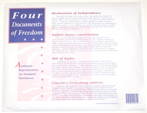 Four Documents Of Freedom antiqued parchment replica documents